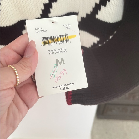 Vintage Emma James Black and White Zigzag Sweater large houndstooth NWT MEDIUM - Picture 5 of 9